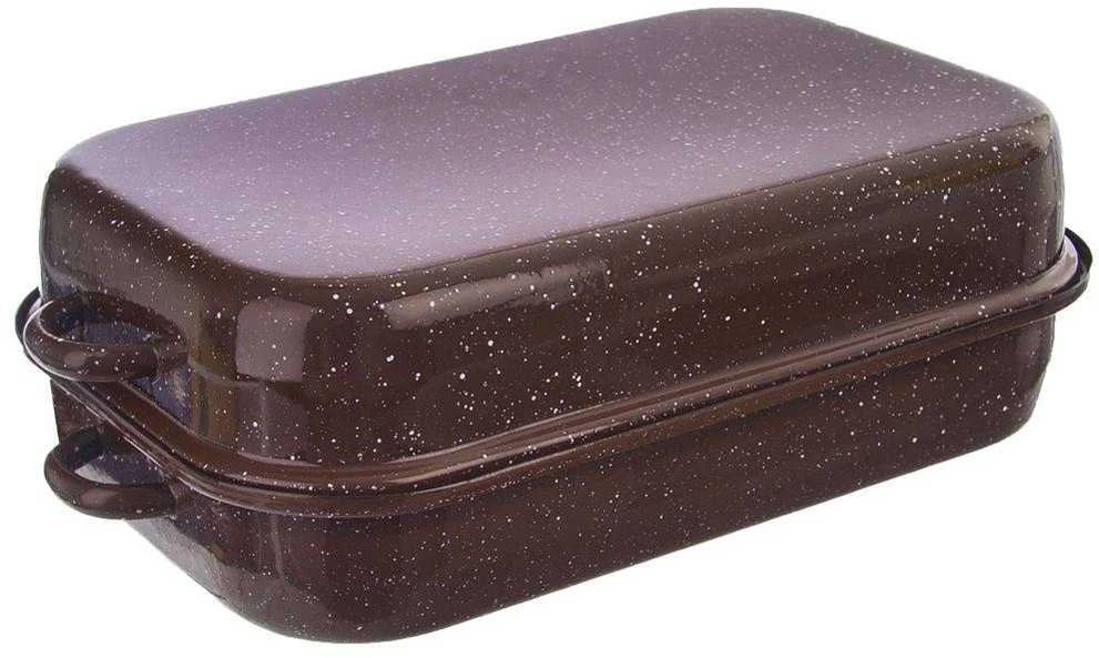 Orion Kepimo indas emaliuota su dangčiu stačiakampio formos BROWN 14 l, 46x27,5 cm