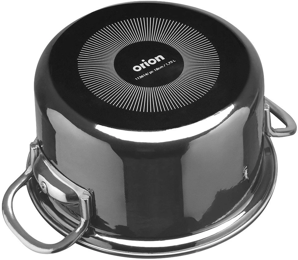 Emaliuotas puodas su stikliniu dangčiu, juodas, 18 cm, 1,75 l