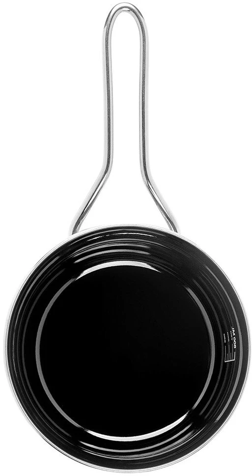 Emaliuotas puodas su vidine matavimo skale, juodas, 16 cm