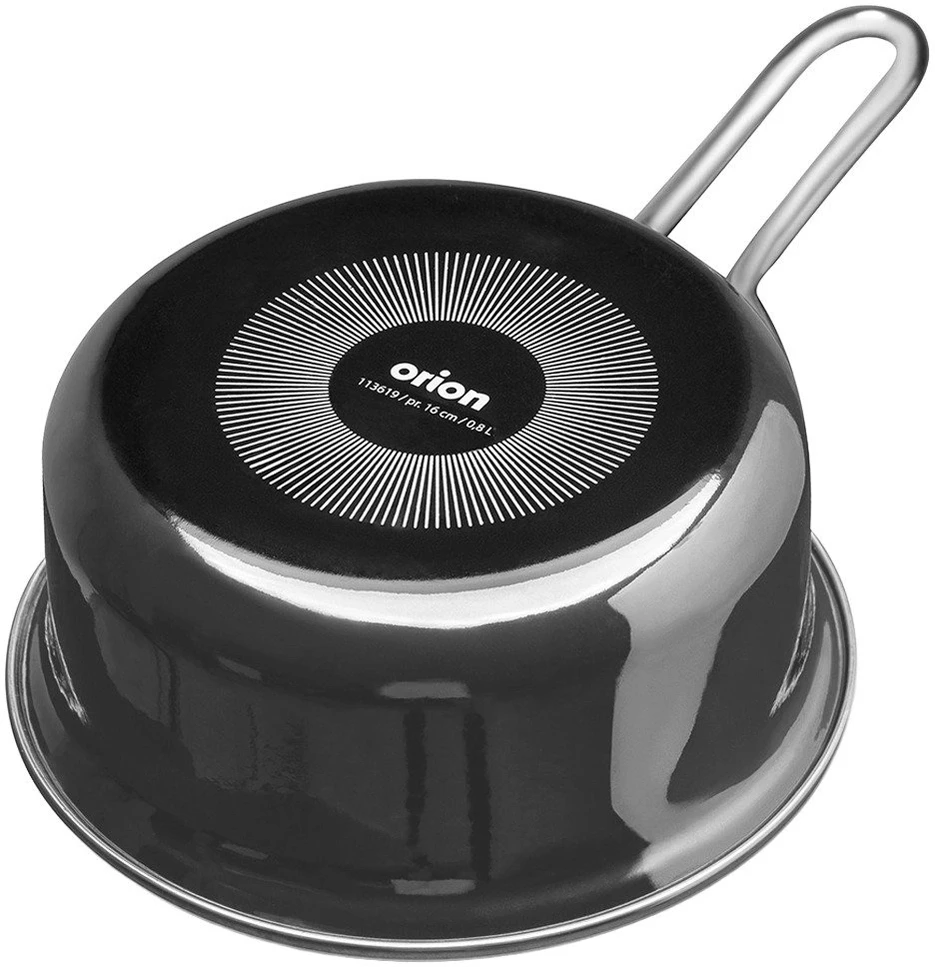 Emaliuotas puodas su vidine matavimo skale, juodas, 16 cm