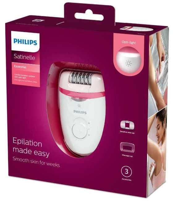 Philips Satinelle Essential Kompaktiškas laidinis epiliatorius BRE255/00