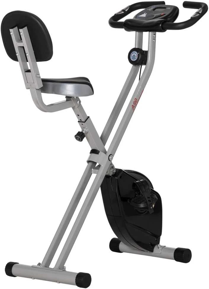 HOMCOM F-Bike treniruoklis, dviračio treniruoklis su 8 lygių magnetiniu pasipriešinimu, reguliuojamo aukščio, plieno, juodos ir pilkos spalvos, 43x97x109 cm