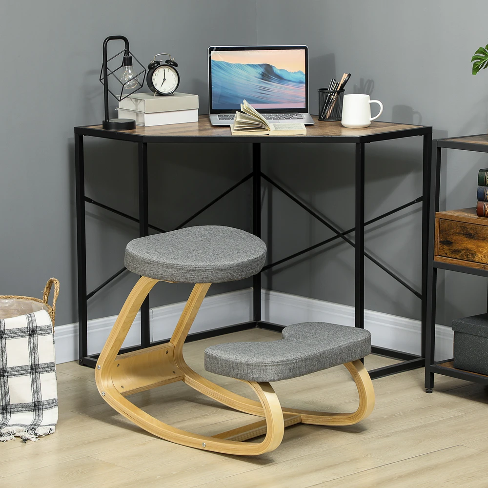 Ergonominė kelių kėdė su supamu pagrindu, pilka, 50 × 73 × 55 cm