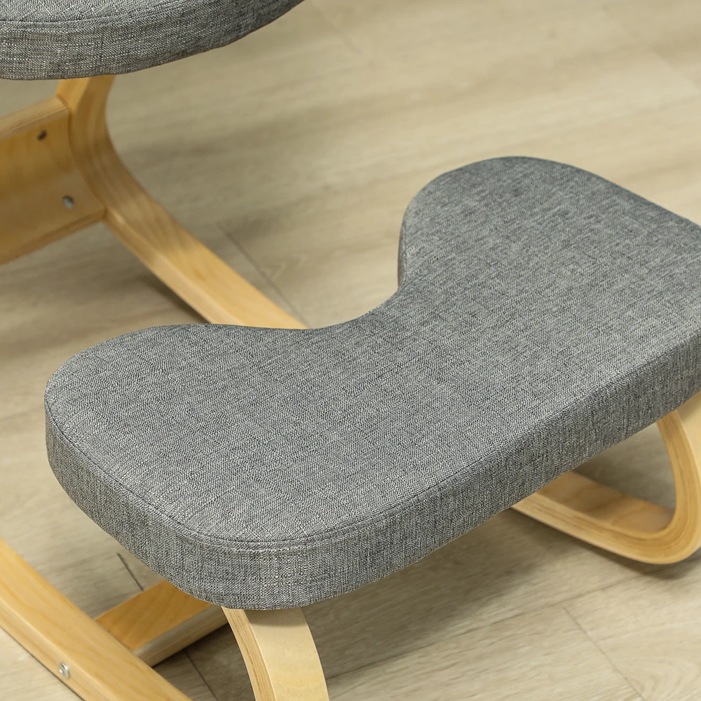 Ergonominė kelių kėdė su supamu pagrindu, pilka, 50 × 73 × 55 cm