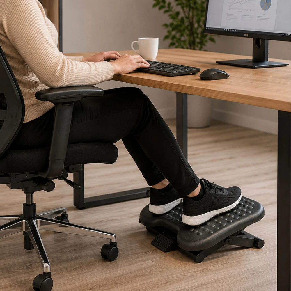 Lean Ergonominis pakojis po stalu, reguliuojamo aukščio ir pasvirimo, 46 × 34 cm