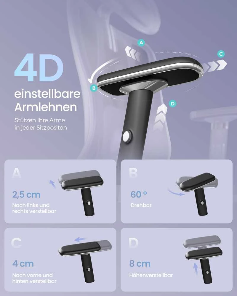 Songmics Ergonomiška biuro kėdė su reguliuojama atrama
