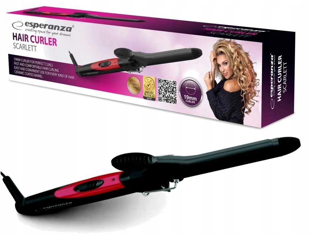 Curling iron for hair Esperanza Scarlett EBL004 (25W, juodos spalvos)