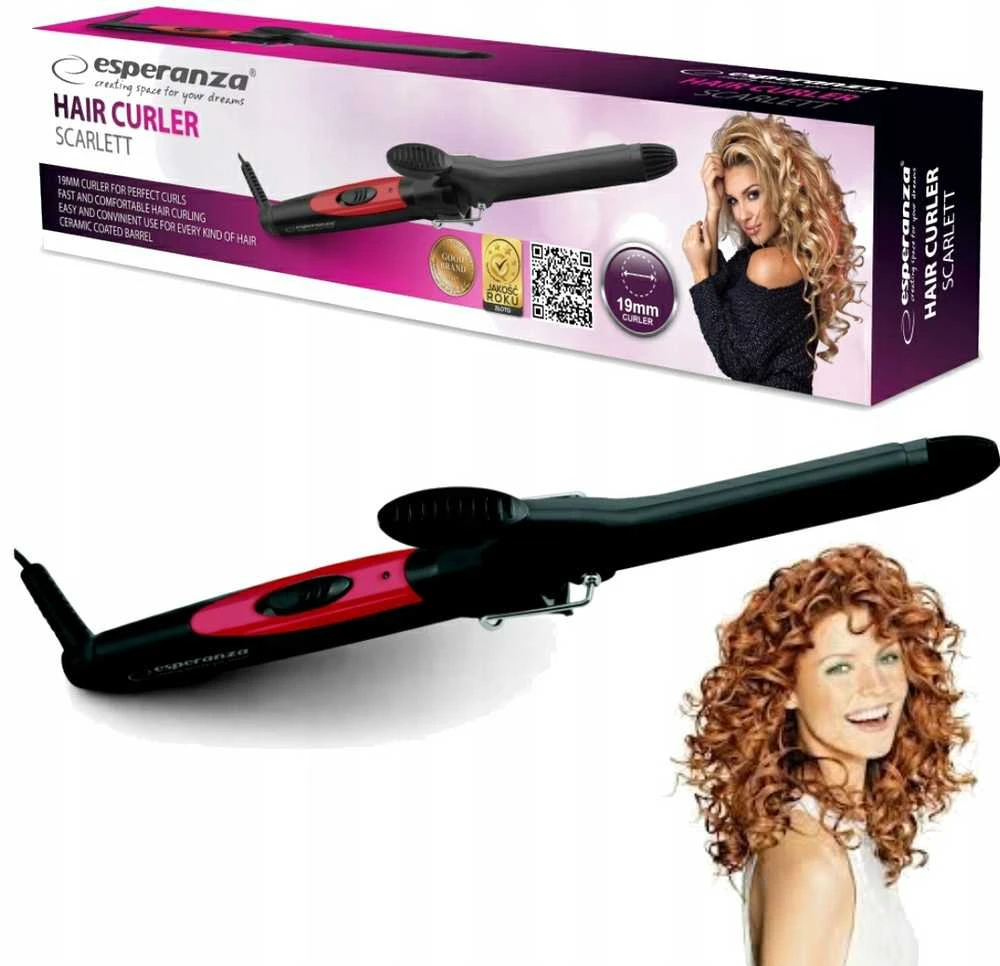 Curling iron for hair Esperanza Scarlett EBL004 (25W, juodos spalvos)