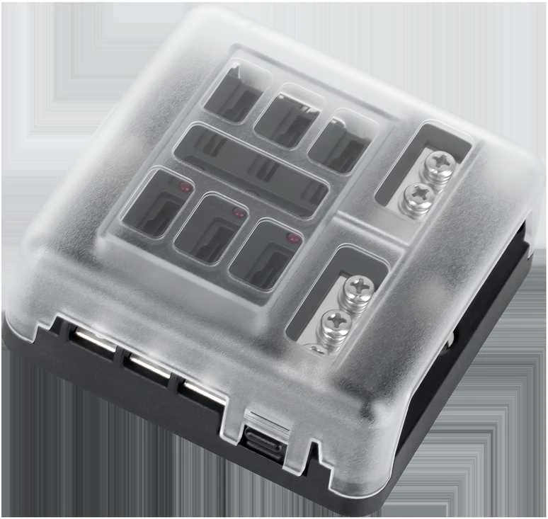 Cabletech Oem FB-6 saugiklių dėžė su neigiamu bėgeliu ir LED