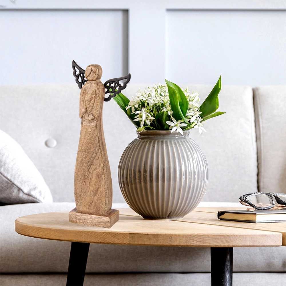 Orion medinė figura angelas 34 cm - natūralus mangos medis