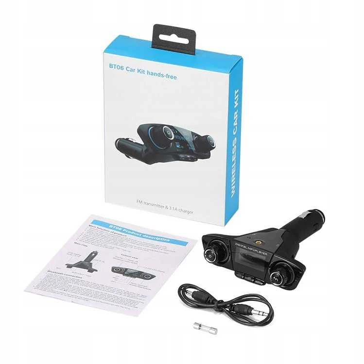 FM siųstuvas su Bluetooth USB 5.0, 8 funkcijos
