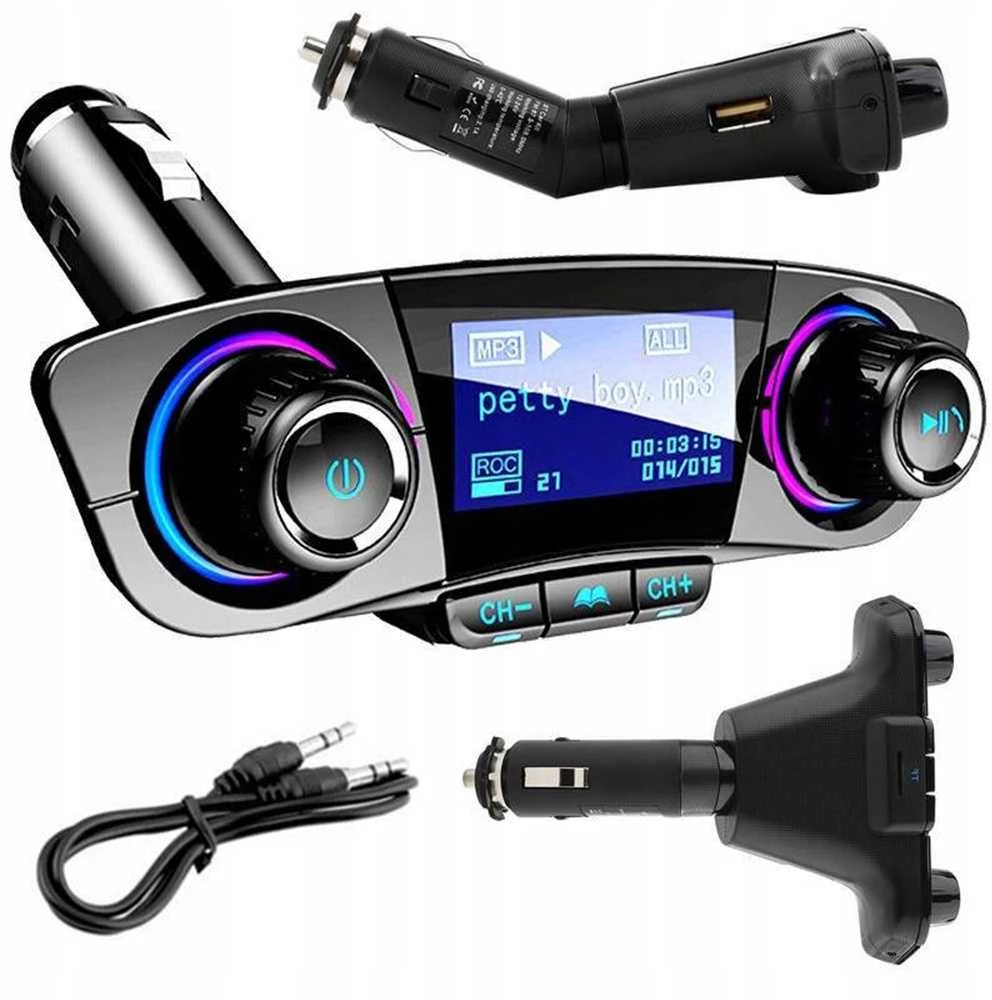 FM siųstuvas su Bluetooth USB 5.0, 8 funkcijos