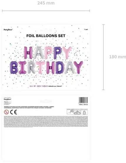 Folijos balionų gimtadienio dekoracijos Laimingo gimtadienio vaivorykštės 340cm x 35cm