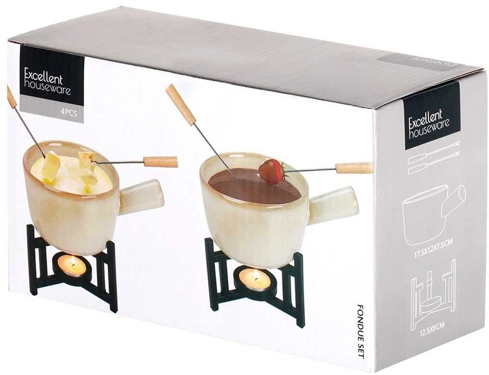Home Styling Collection Porceliano fondiu rinkinys 450 ml su šakutėmis