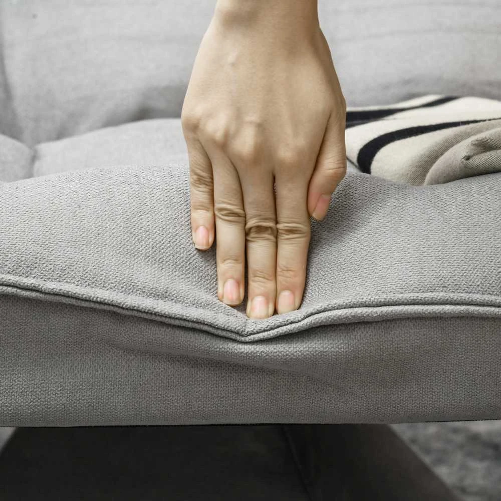 HOMCOM grindų kėdė, grindų sofa su reguliuojamu atlošu, besisukanti meditacijos kėdė su pagrindu, paminkštintas poilsio krėslas, tinginio sofa svetainei, biurui, šviesiai pilka