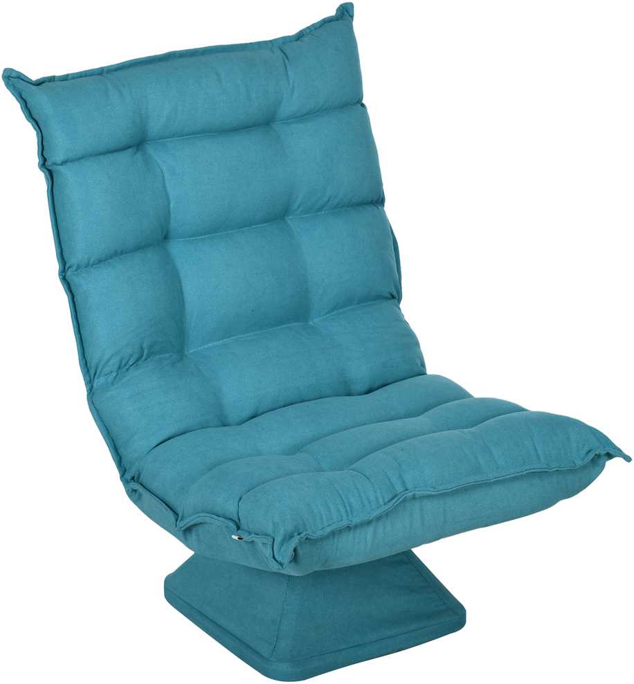 HOMCOM grindų kėdė, reguliuojama grindų sofa, besisukanti, meditacijos kėdė, poilsio kėdė, „Lazy“ sofa, svetainei, biurui, mėlyna