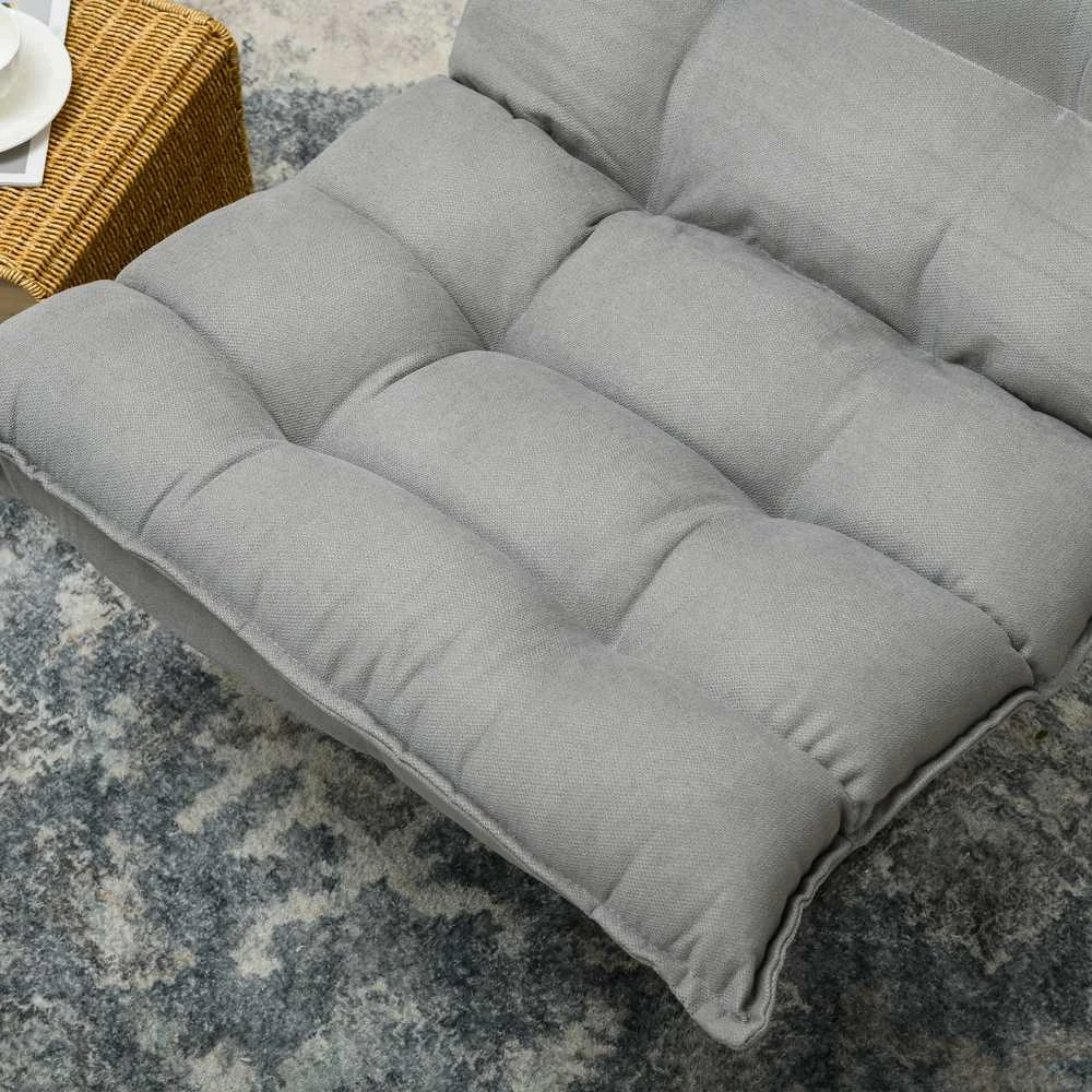 HOMCOM grindų kėdė, grindų sofa su reguliuojamu atlošu, besisukanti meditacijos kėdė su pagrindu, paminkštintas poilsio krėslas, tinginio sofa svetainei, biurui, šviesiai pilka