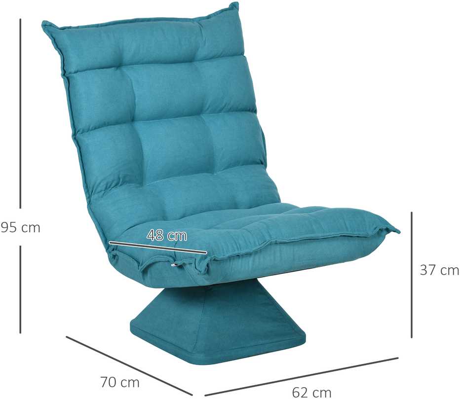 HOMCOM grindų kėdė, reguliuojama grindų sofa, besisukanti, meditacijos kėdė, poilsio kėdė, „Lazy“ sofa, svetainei, biurui, mėlyna