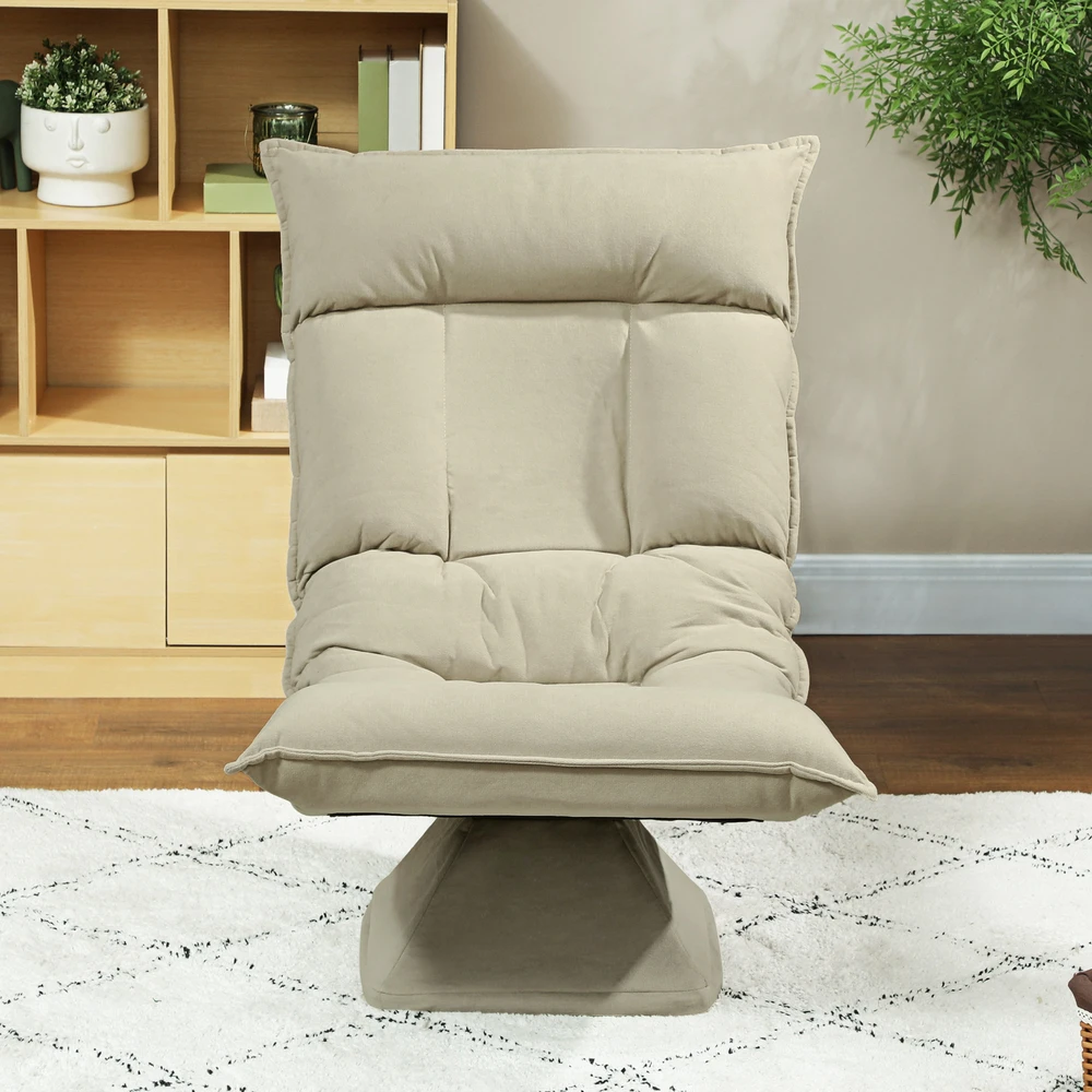 HOMCOM grindinis krėslas, 360° besisukantis, 5 padėčių reguliuojamas atlošas, sulankstoma grindų sofa, paminkštintas meditacijos krėslas, „Lazy Sofa“ svetainei, žaidimams ir skaitymui, smėlio spalvos