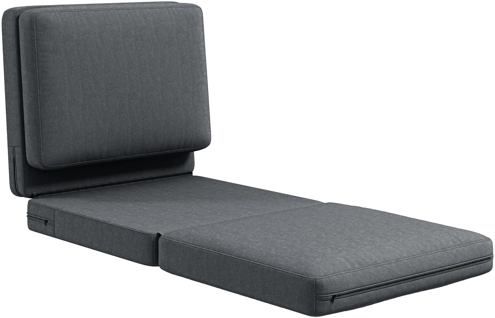 Fotelis HOMCOM 3-in-1 sulankstoma grindų sofa, aksominė išvaizda, paminkštinta sofa-lova, iki 240 kg apkrova, miegamajam, svetainei, tamsiai pilka