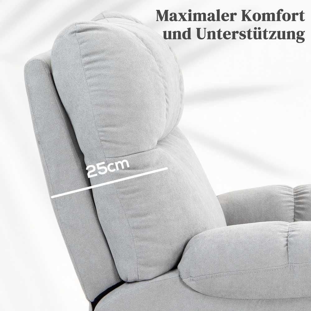 HOMCOM fotelis su atsistojimo funkcija, elektrinis masažinis krėslas, TV krėslas su šildymu, šviesiai pilkas, 91 x 95 x 109 cm