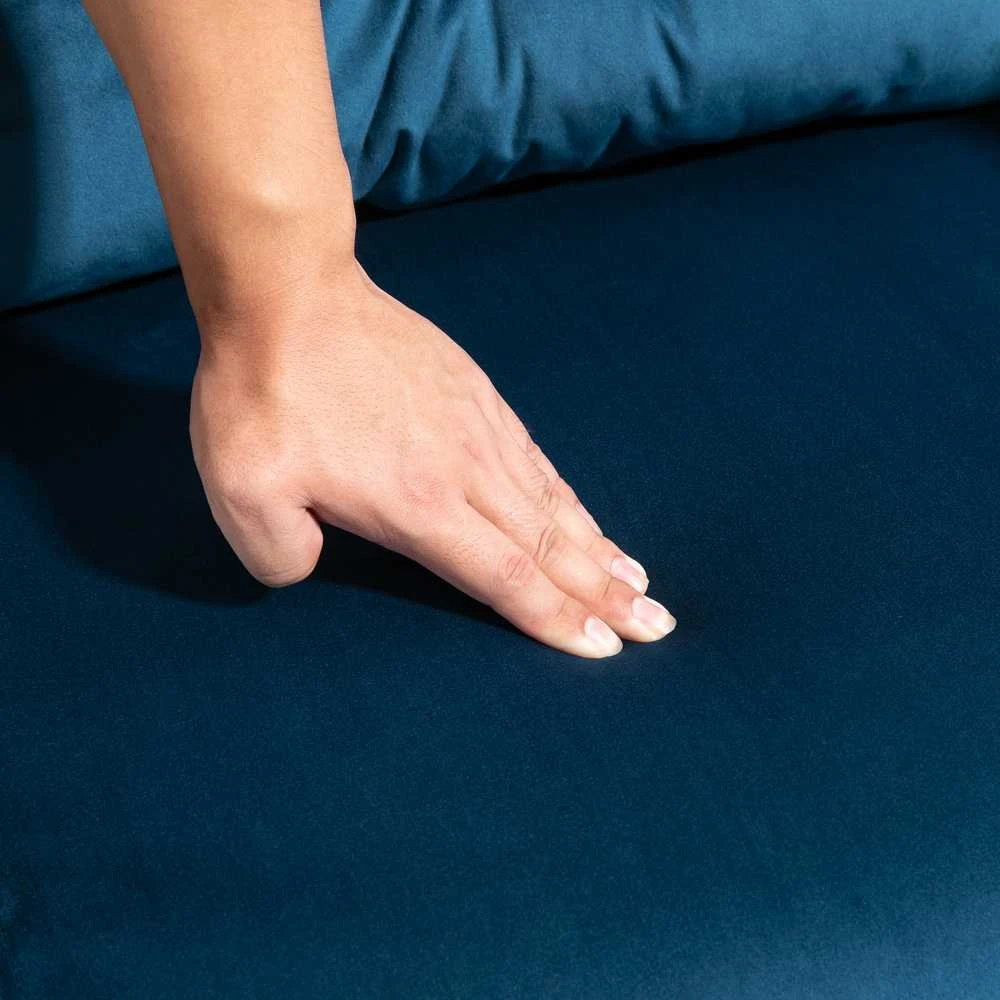 Fotelis HOMCOM išskleidžiama sofa-lova, poilsio kėdė su lovos funkcija, svečių lova, aksominė, reguliuojamas atlošas, mėlyna, 63x73x81 cm