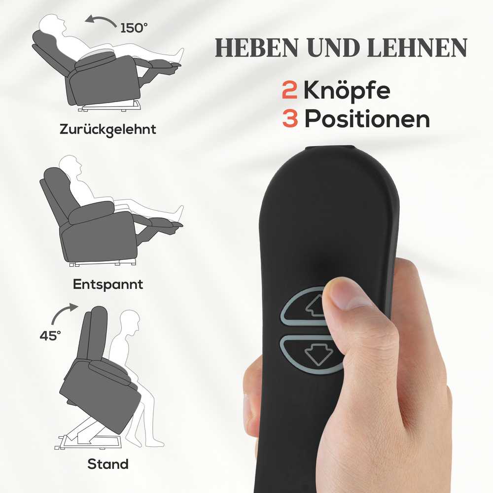 Fotelis Elektrinis pakeliamas krėslas HOMCOM, masažinis krėslas su gulėjimo funkcija, USB jungtimi, šildymu, nuotolinio valdymo pulteliu ir šonine kišene, pilkas
