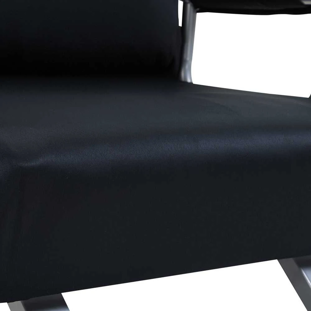 HOMCOM išskleidžiamas krėslas, 2-viename sofa-lova, reguliuojamas poilsio krėslas su atlošu ir pagalve, svečių lova iki 100 kg, juodas