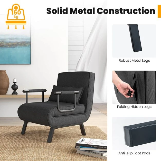 Fotelis Sofa-lova tamsiai pilka