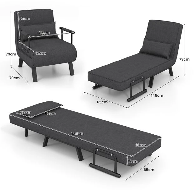 Fotelis Sofa-lova tamsiai pilka