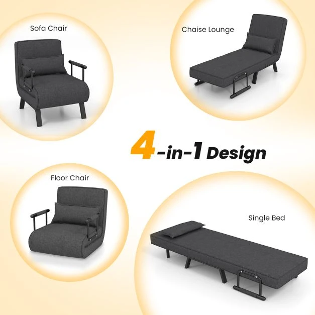 Fotelis Sofa-lova tamsiai pilka