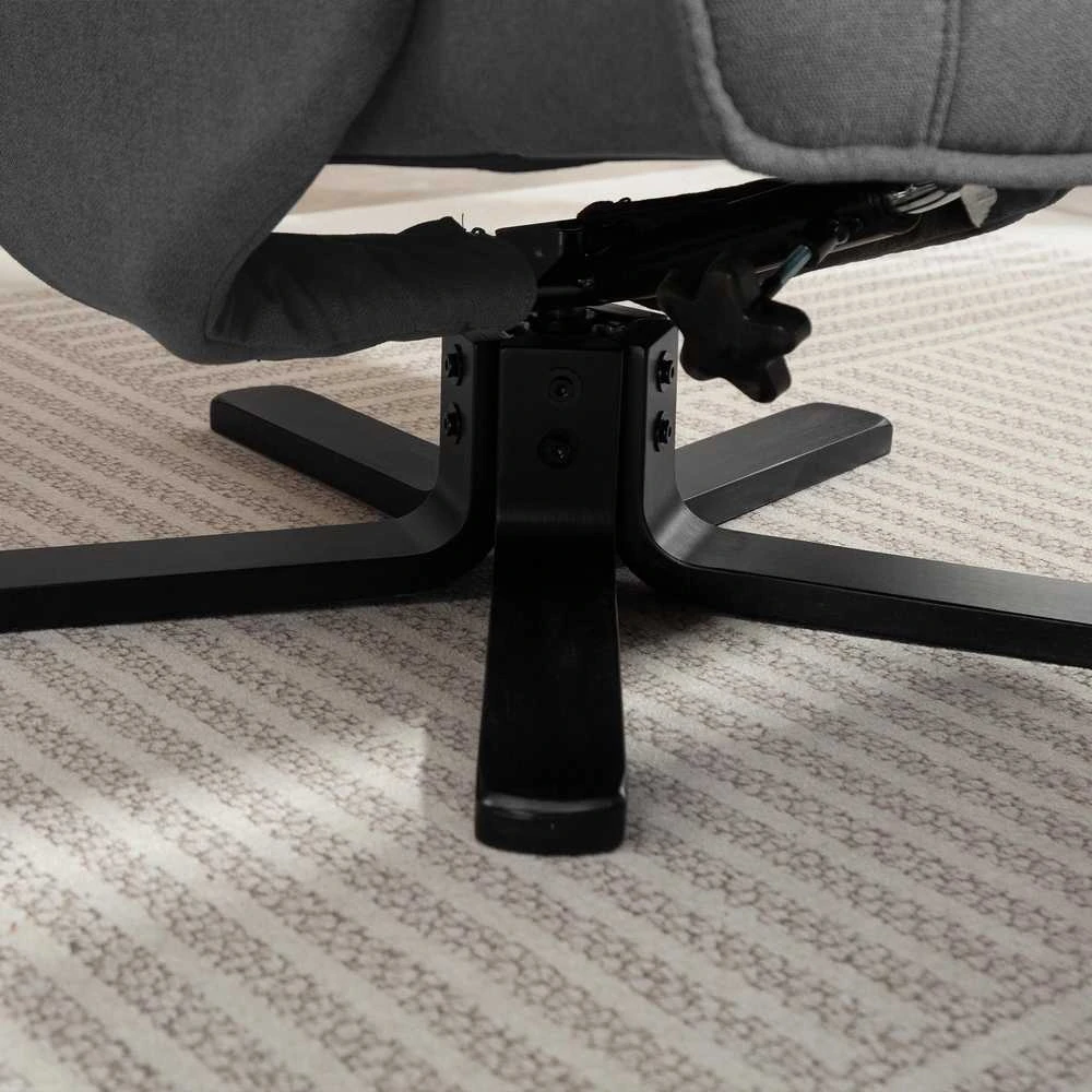 HOMCOM poilsio fotelis su taburete, 360° besisukantis televizoriaus fotelis su reguliuojamu atlošu, gulėjimo funkcija, siūbavimo funkcija, aksominės išvaizdos TV fotelis, galvos atrama svetainei, tamsiai pilka