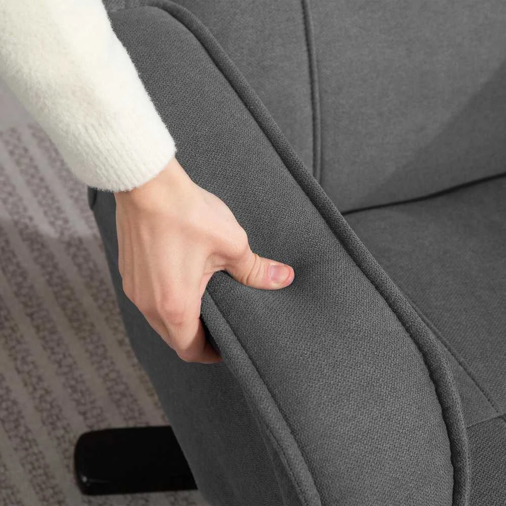 HOMCOM poilsio fotelis su taburete, 360° besisukantis televizoriaus fotelis su reguliuojamu atlošu, gulėjimo funkcija, siūbavimo funkcija, aksominės išvaizdos TV fotelis, galvos atrama svetainei, tamsiai pilka