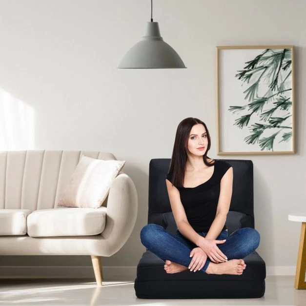 Sulankstoma sofa-lova juoda