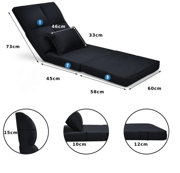 Sulankstoma sofa-lova juoda