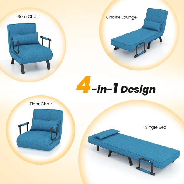 Fotelis Sulankstoma sofa-lova mėlyna