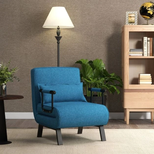 Fotelis Sulankstoma sofa-lova mėlyna
