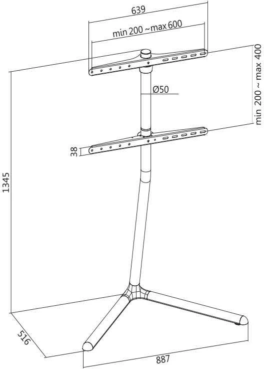 Laikiklis LOGILINK -TV grindų stovas su V-Base, 49-70'', juodas