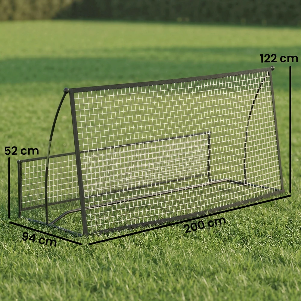 Futbolo atmušimo tinklas, dvipusis, juodas, 200 × 94 × 122/52 cm