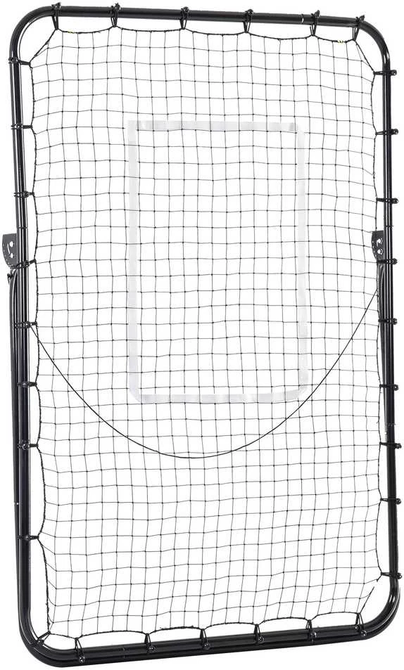 HOMCOM futbolo atšokimo sienelė, sulankstomi futbolo vartai, atšokimo tinklelis su 4 reguliuojamais kampais, 123 x 73 x 178,5 cm, juoda