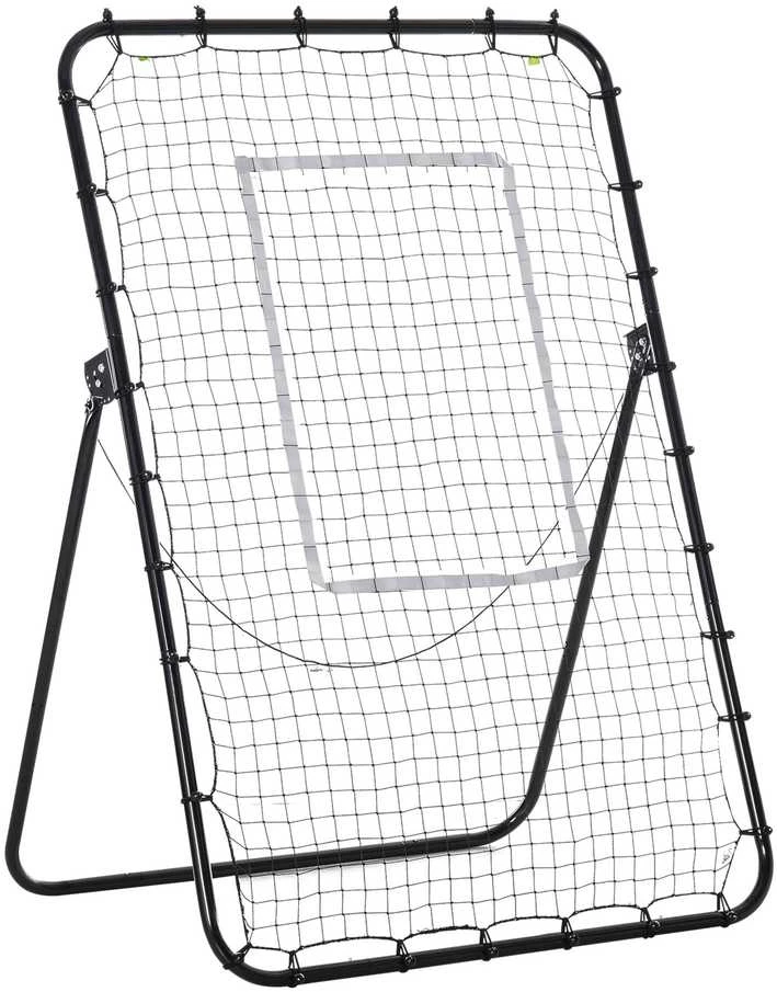 HOMCOM futbolo atšokimo sienelė, sulankstomi futbolo vartai, atšokimo tinklelis su 4 reguliuojamais kampais, 123 x 73 x 178,5 cm, juoda