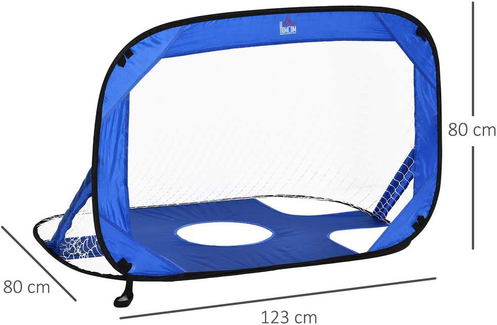 HOMCOM pop-up futbolo vartai, nešiojamas futbolo tinklas, 2 mini vartų rinkinys, sulankstomi su krepšiu nešiojimui, mėlyni, 123x80x80 cm