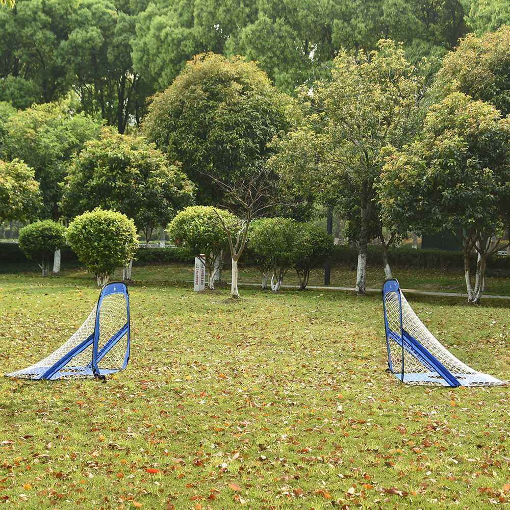 HOMCOM pop-up futbolo vartai, nešiojamas futbolo tinklas, 2 mini vartų rinkinys, sulankstomi su krepšiu nešiojimui, mėlyni, 123x80x80 cm