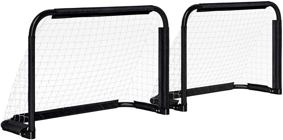 "HOMCOM" futbolo vartai 2 sulankstomų futbolo vartų rinkinys su metaliniu rėmu vaikams ir suaugusiesiems, sodo, 90 x 36 x 60 cm, juodi