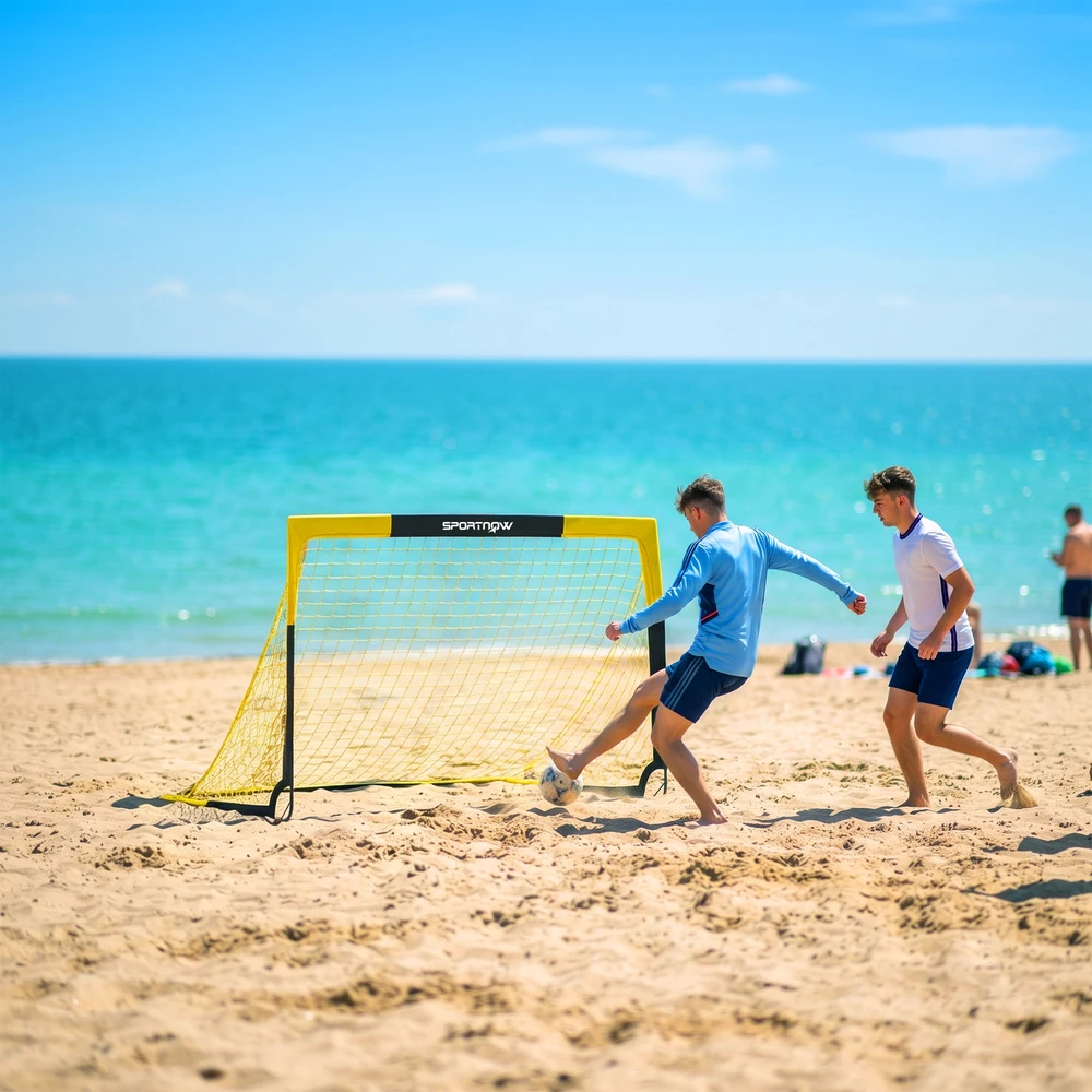 Futbolo vartai „Pop-up“, sulankstomi, juodi ir geltoni, 150 × 110 × 110 cm