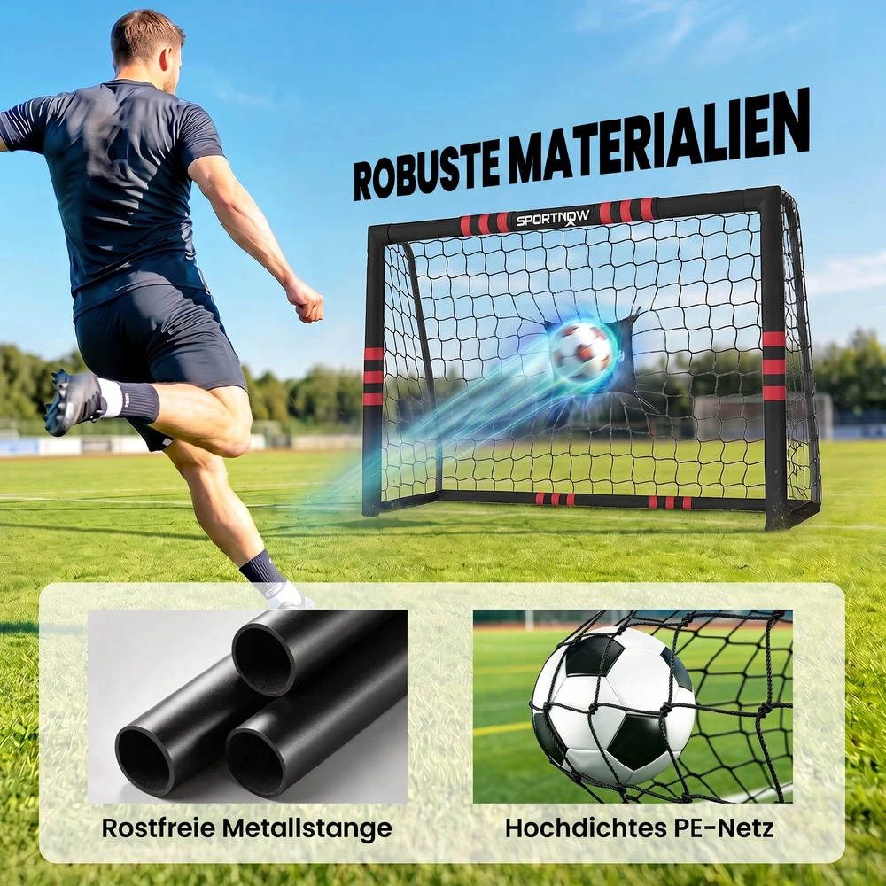 Futbolo vartai su paminkštintu rėmu ir 5 tvirtinimo kaiščiais, juodi ir raudoni, 180 x 60 x 120 cm