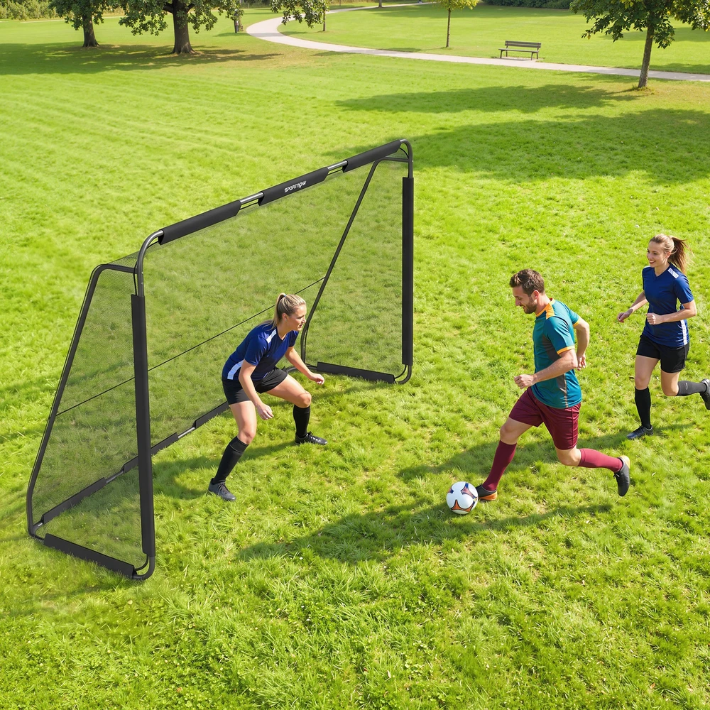 Futbolo vartai su tankiu poliesterio tinklu, juodi, 300 × 120 × 200 cm