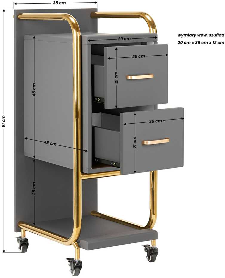 Activeshop Kosmetologinis vežimėlis GABBIANO HAIRDRESSER HELPER SOLO MODEL GOLD Pilkas
