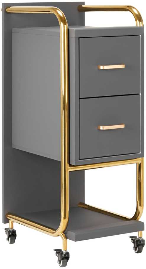 Activeshop Kosmetologinis vežimėlis GABBIANO HAIRDRESSER HELPER SOLO MODEL GOLD Pilkas