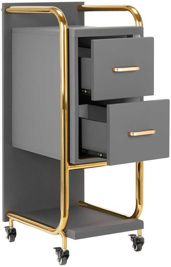 Activeshop Kosmetologinis vežimėlis GABBIANO HAIRDRESSER HELPER SOLO MODEL GOLD Pilkas